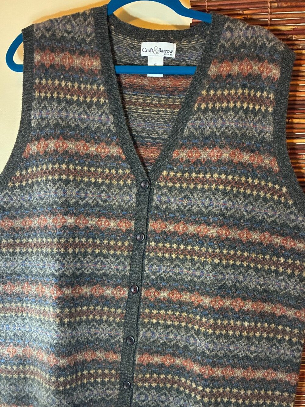 VTG 100% Wool Fair Isle Sweater Vest Women 1X - Grandmacore-Dark Academia-Retro